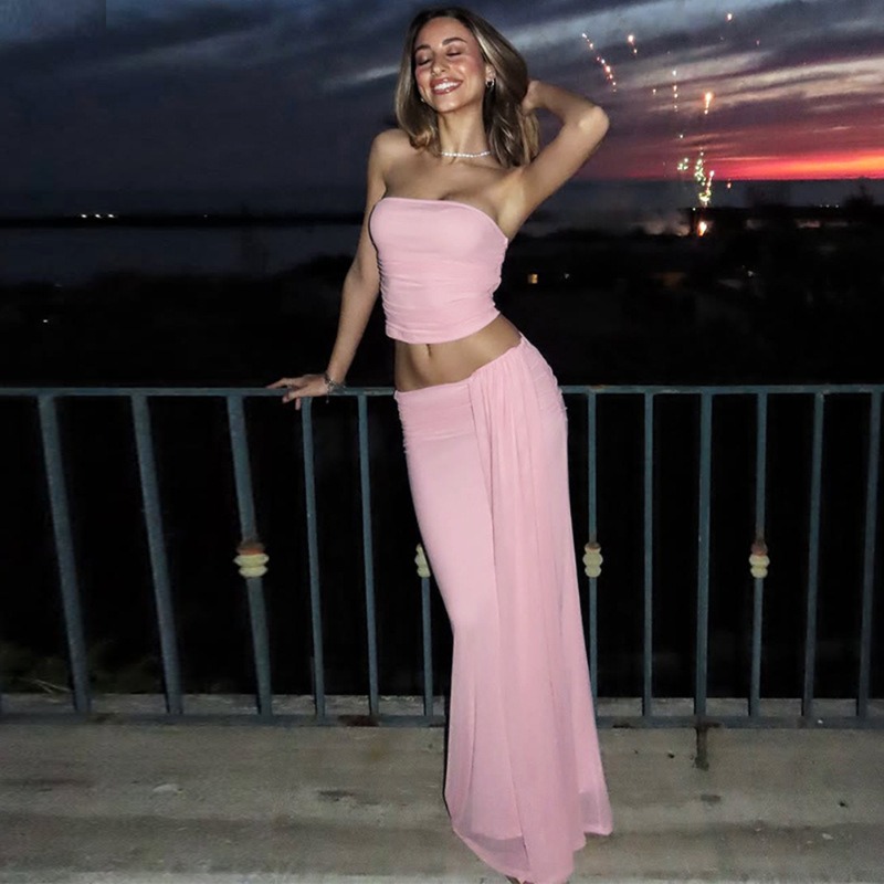 Tuularose Pink Long Dress 2-Pi – Strapless Bra Backless Bewertung und Preis