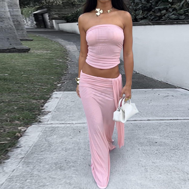 Tuularose Pink Long Dress 2-Pi – Strapless Bra Backless Bewertung und Preis