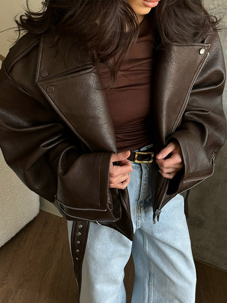 With Belt Leather Jacket Coat  – Corset Waist Cinch Bewertung und Preis