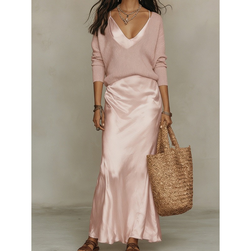 Spring Summer New Sexy Solid C – Slip Dress Satin Bewertung und Preis