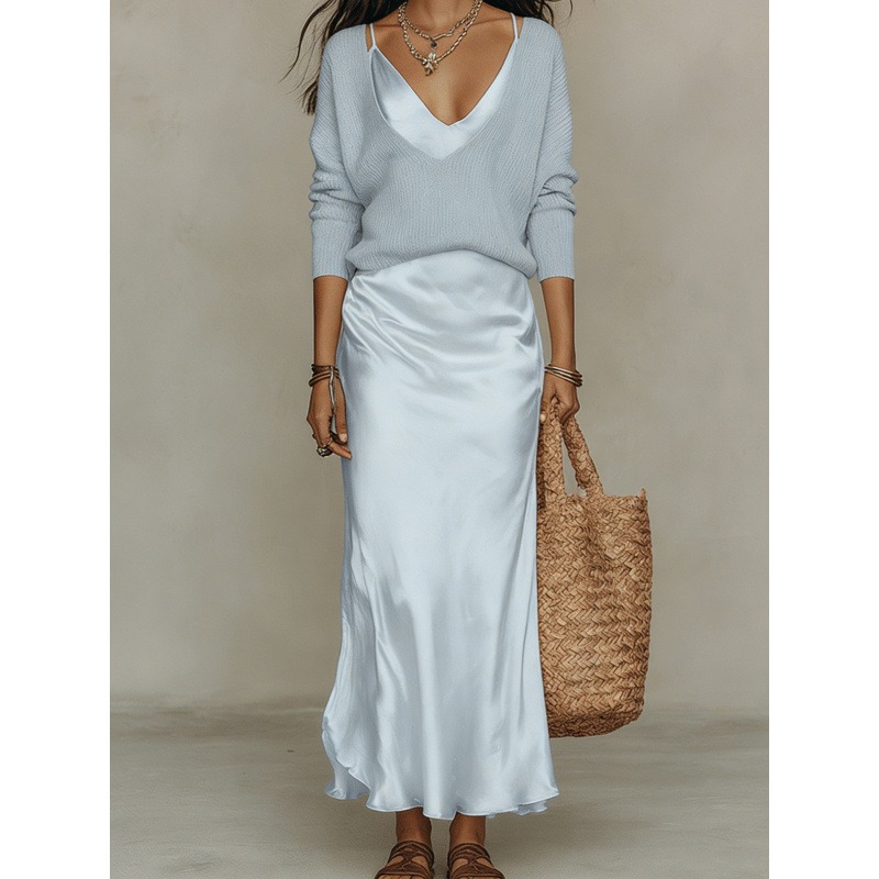 Spring Summer New Sexy Solid C – Slip Dress Satin Bewertung und Preis
