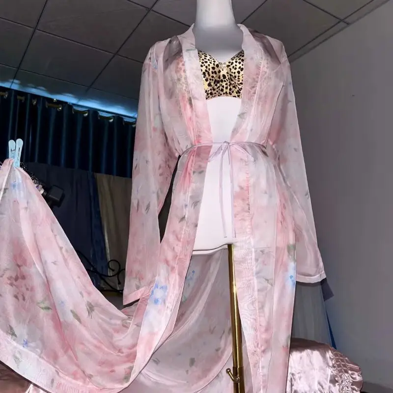 Pink Silk Printed See Through  – Robe Silk Women Bewertung und Preis