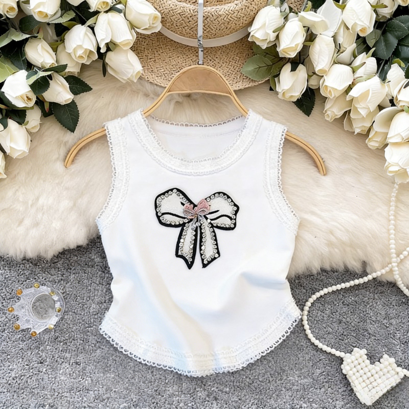 White Lace Trim Rhinestone Bow – Cami Top Lace Bewertung und Preis